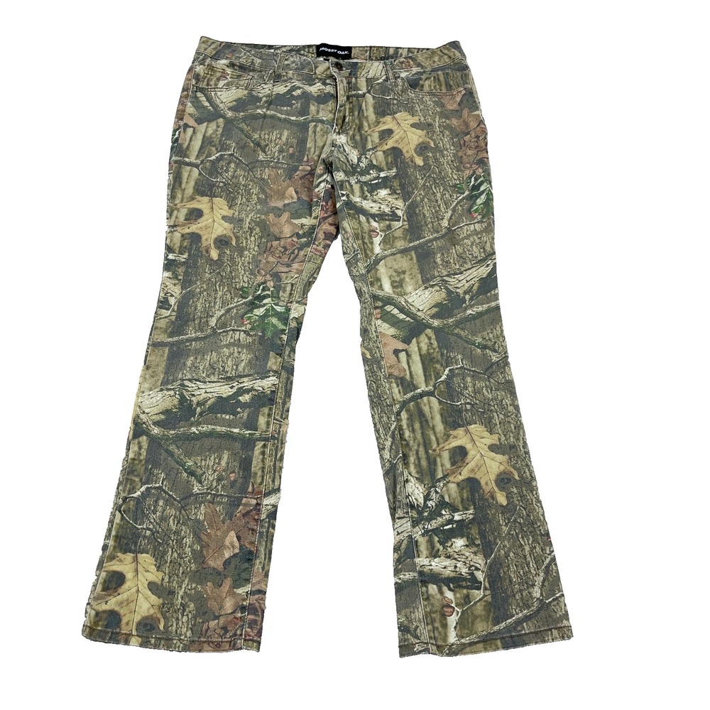 Vintage Mossy Oak Camo Pants Women 16 Bootcut Break Up Infinity Hunting Y2K